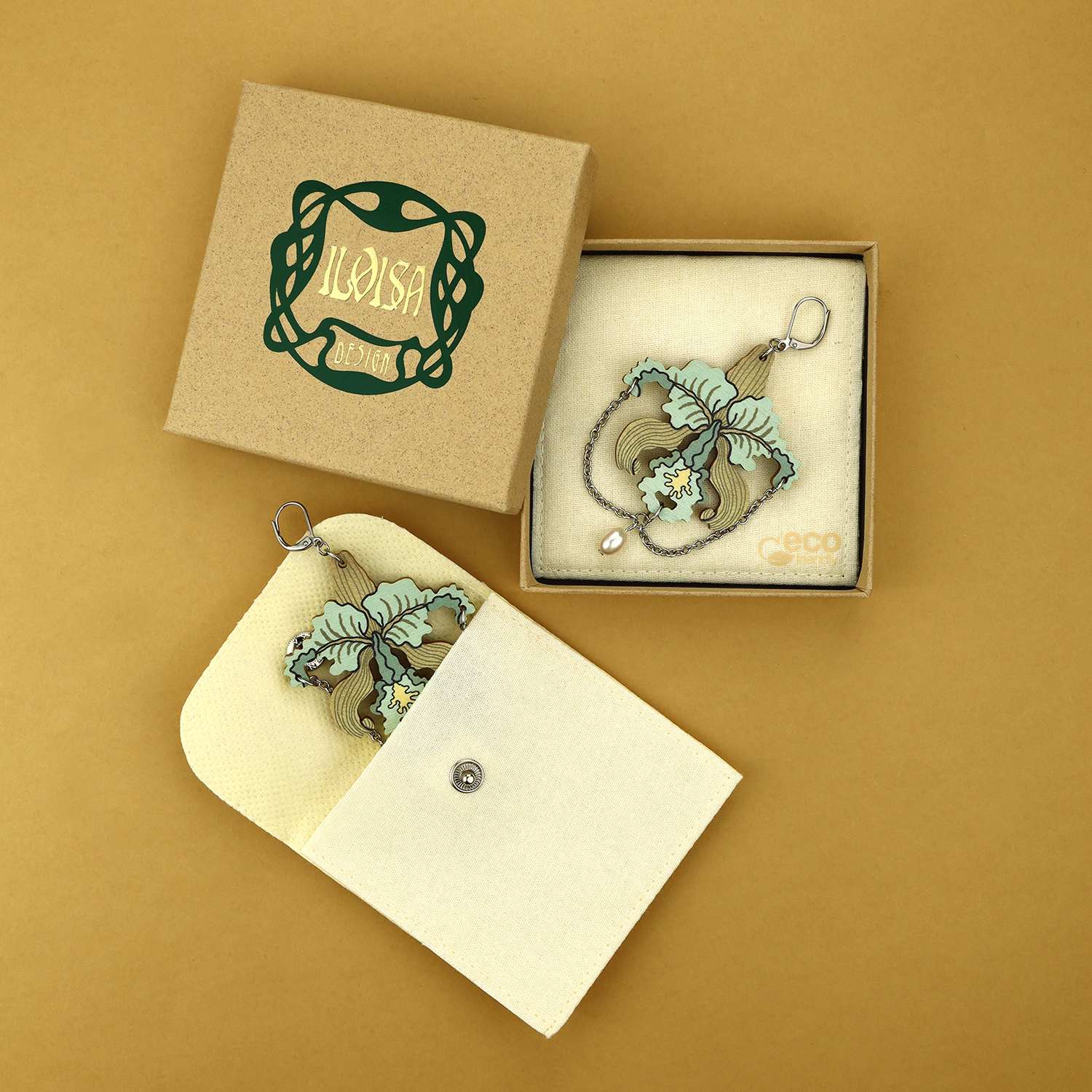 Orkidea korvakorut ketjulla - Image 5